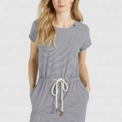 Besorgen ⭐ Khujo ANNEMARIE - Jerseykleid - Weiß-blau Gestreift, Damen 😍