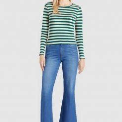 Aktion ⌛ Khujo SICHUAN - Langarmshirt - Grün-beige Gestreift, Damen ✨