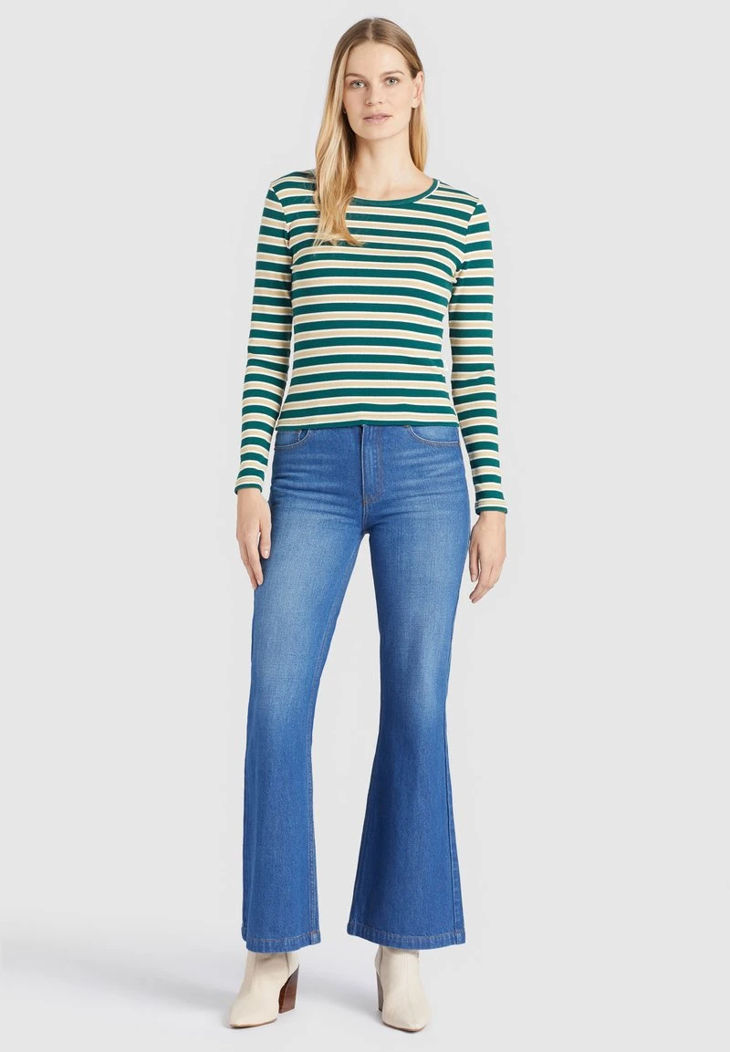 Aktion ⌛ Khujo SICHUAN - Langarmshirt - Grün-beige Gestreift, Damen ✨ 1 Aktion ⌛ Khujo SICHUAN - Langarmshirt - Grün-beige Gestreift, Damen ✨