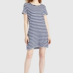 Budget 😉 Khujo VAISHALI - Jerseykleid - Blau Gestreift, Damen 🌟