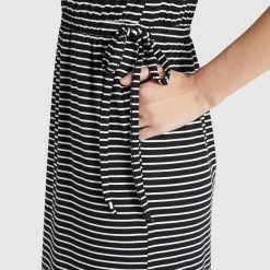 Billig 😀 Khujo CRISTELLA - Maxikleid - Schwarz-weiß Gestreift, Damen ⌛ -Khujo Verkaufsladen 39ba83aec56f4b1fb614e6fbd229b058