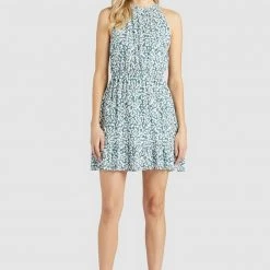 Neu 👍 Khujo KELSA - Freizeitkleid - Blau Geblümt, Damen 🎁