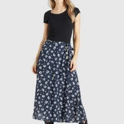 Auslauf 🔥 Khujo HEPKE - A-Linien-Rock - Blau-weiß Geblümt, Damen ✔️