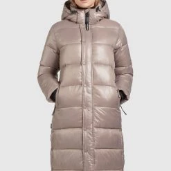 Budget 🛒 Khujo CORINNA SHINY - Wintermantel - Taupe Glänzend, Damen ⌛