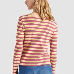 Brandneu ❤️ Khujo SICHUAN - Langarmshirt - Rosa-ocker Gestreift, Damen 🧨 -Khujo Verkaufsladen 5ef51dd5c6064254ba4de8a13b484f81