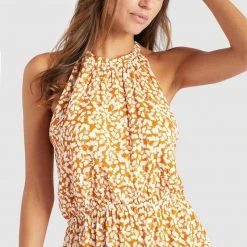 Brandneu ❤️ Khujo KELSA - Freizeitkleid - Ocker Geblümt, Damen 🥰 -Khujo Verkaufsladen 5f5a0e61b25040cbaaca787efc25e815