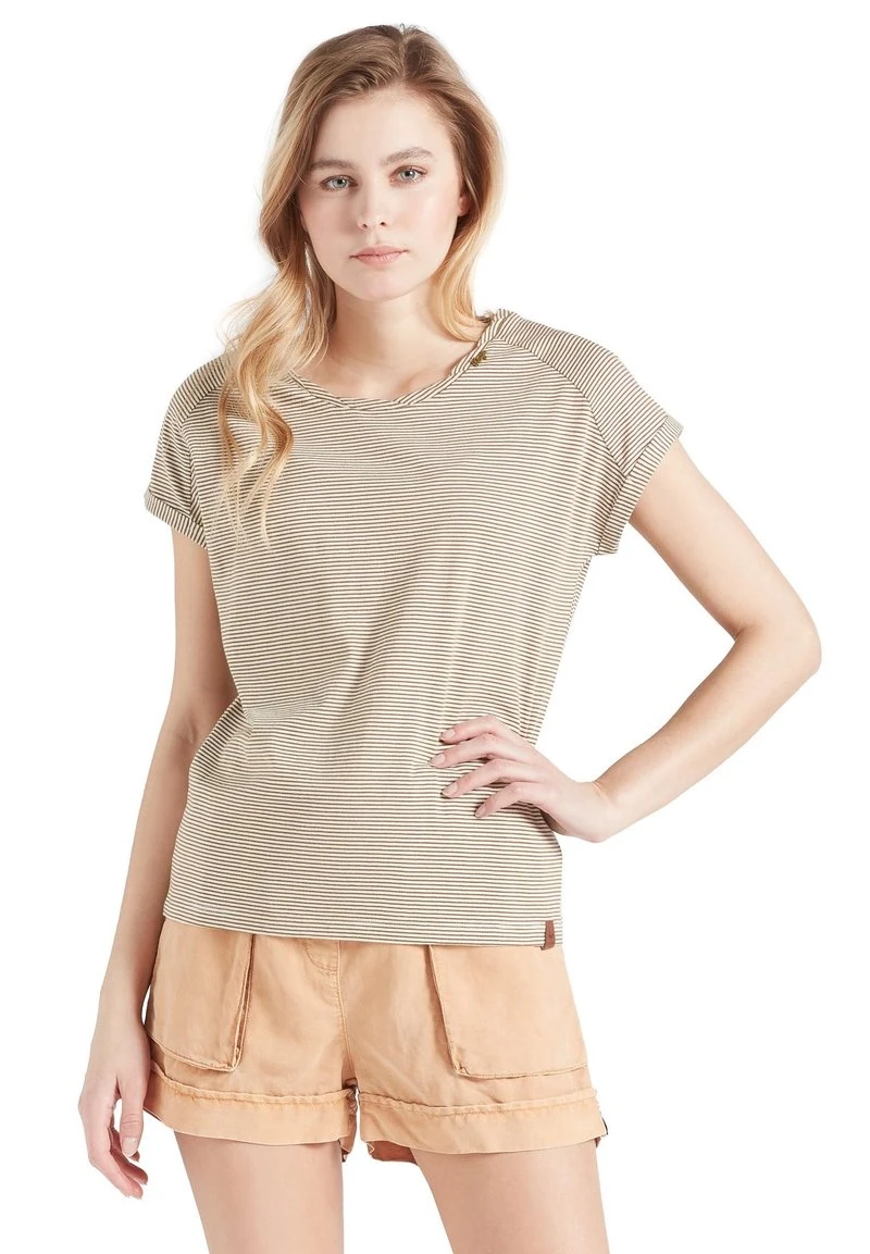 Angebote ✔️ Khujo BABSI - T-Shirt Print - Weiß Ocker Gestreift, Damen ✨ 1 Angebote ✔️ Khujo BABSI - T-Shirt Print - Weiß Ocker Gestreift, Damen ✨