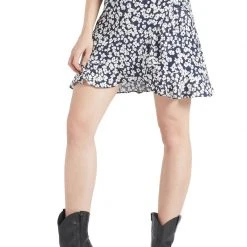 Schlussverkauf 😀 Khujo UNDINE - A-Linien-Rock - Dunkelblau-weiß Geblümt, Damen 🌟
