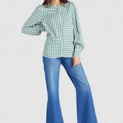 Billig 🎁 Khujo DAMINA - Bluse - Green/white, Damen 😀