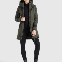Brandneu ⌛ Khujo JERRY PRIME5 STRUCTURED - Wintermantel - Dunkeloliv, Damen 🔥