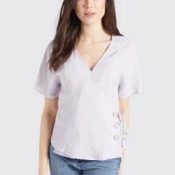 Brandneu 💯 Khujo GIOVANNA - Bluse - Flieder-weiß Gepunktet, Damen 🛒