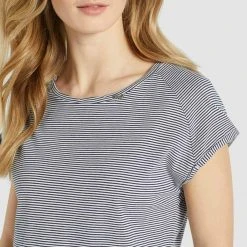 Schlussverkauf 😉 Khujo BABSI - T-Shirt Print - Weiß Blau Gestreift, Damen 🥰 -Khujo Verkaufsladen acb1de9a066e4062ab94f784b8c612d5