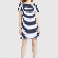 Budget 😉 Khujo VAISHALI - Jerseykleid - Blau Gestreift, Damen 🌟 -Khujo Verkaufsladen c043791a433544daa44ed6d8429768e4