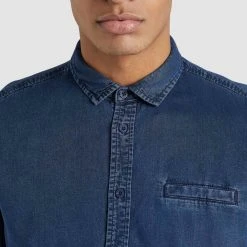 Neu 🎁 Khujo POSTO - Hemd - Denim Blau, Herren ❤️ -Khujo Verkaufsladen c9a3779c89a047709a66c9e7f8db960f