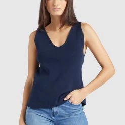 Budget 👏 Khujo MACY - Top - Dark Blue, Damen 👍