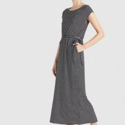 Billig 😀 Khujo CRISTELLA - Maxikleid - Schwarz-weiß Gestreift, Damen ⌛ -Khujo Verkaufsladen d90ff268429f4fbfb396a438e1a08dcc