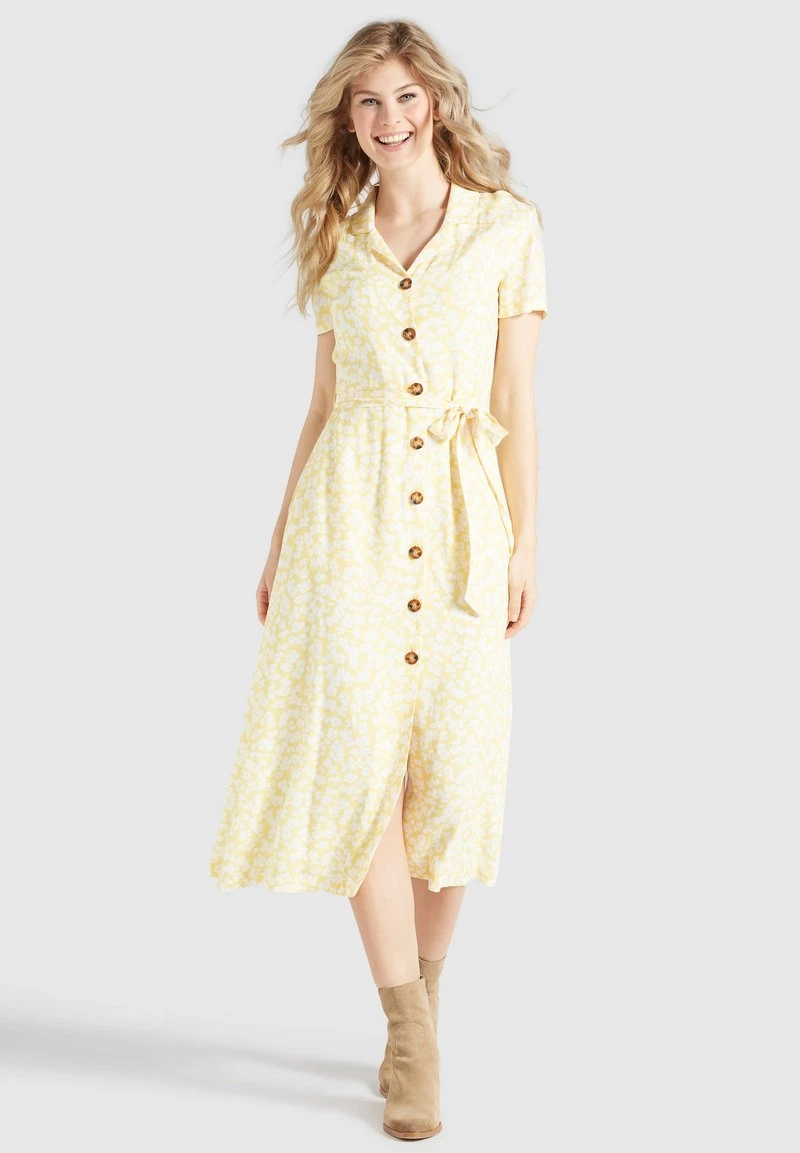 Bestpreis 😍 Khujo GOYA - Blusenkleid - Gelb-weiß Geblümt, Damen ✔️ 1 Bestpreis 😍 Khujo GOYA - Blusenkleid - Gelb-weiß Geblümt, Damen ✔️