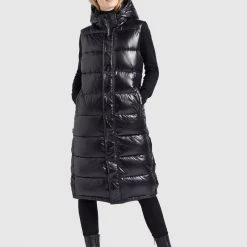 Brandneu ❤️ Khujo MAGNETA SHINY - Weste - Schwarz, Damen ✔️