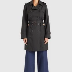 Coupon 🌟 Khujo AMELE - Trenchcoat - Schwarz, Damen 🥰